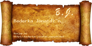 Bederka Jonatán névjegykártya